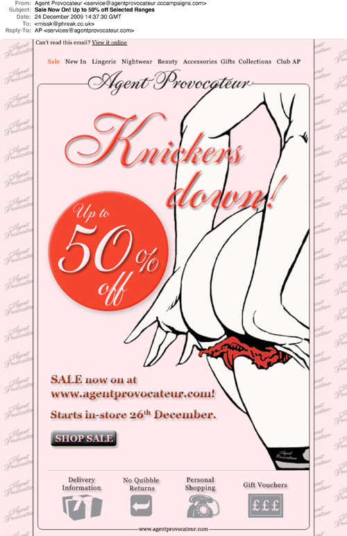 Agent Provocateur Sale! email